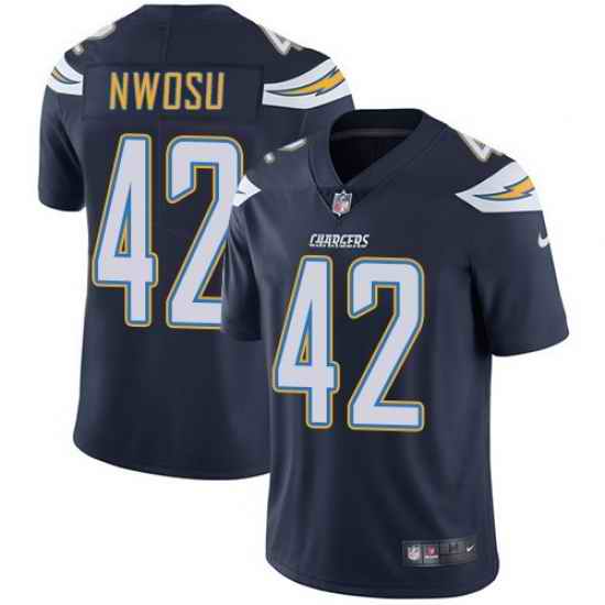 Nike Chargers #42 Uchenna Nwosu Navy Blue Team Color Mens Stitched NFL Vapor Untouchable Limited Jersey